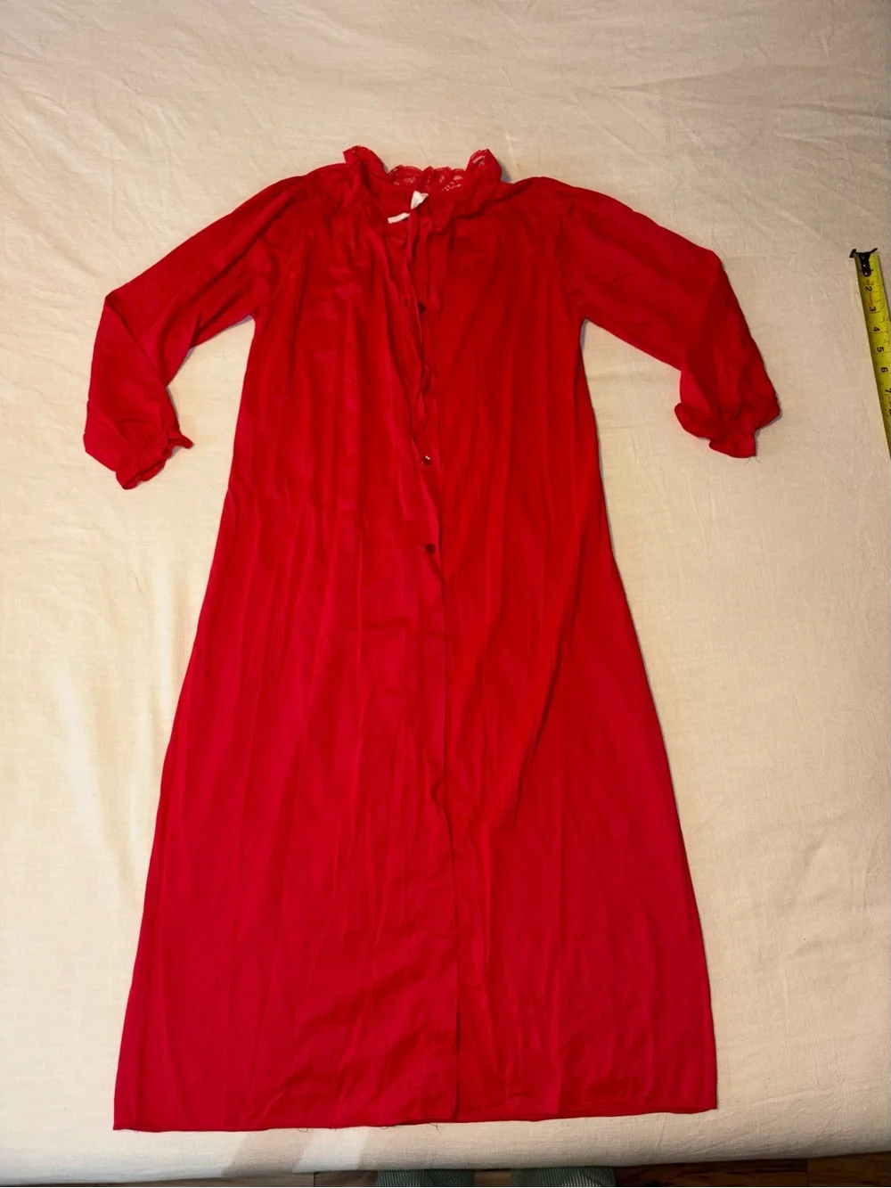 Vintage Red Lace-Trim Girls Sleep Nightgown size 10